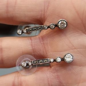 Stunning Marcasite and Rhinestone drop earrings